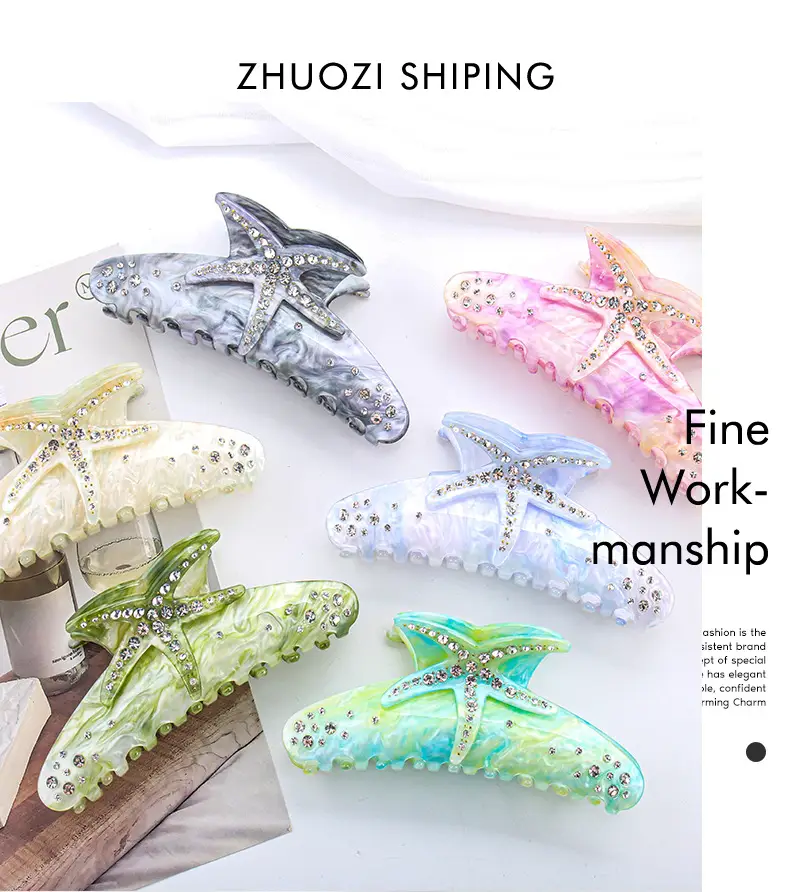 Crystalized Starfish Hairpins Multi Color Sparkle — feature 9