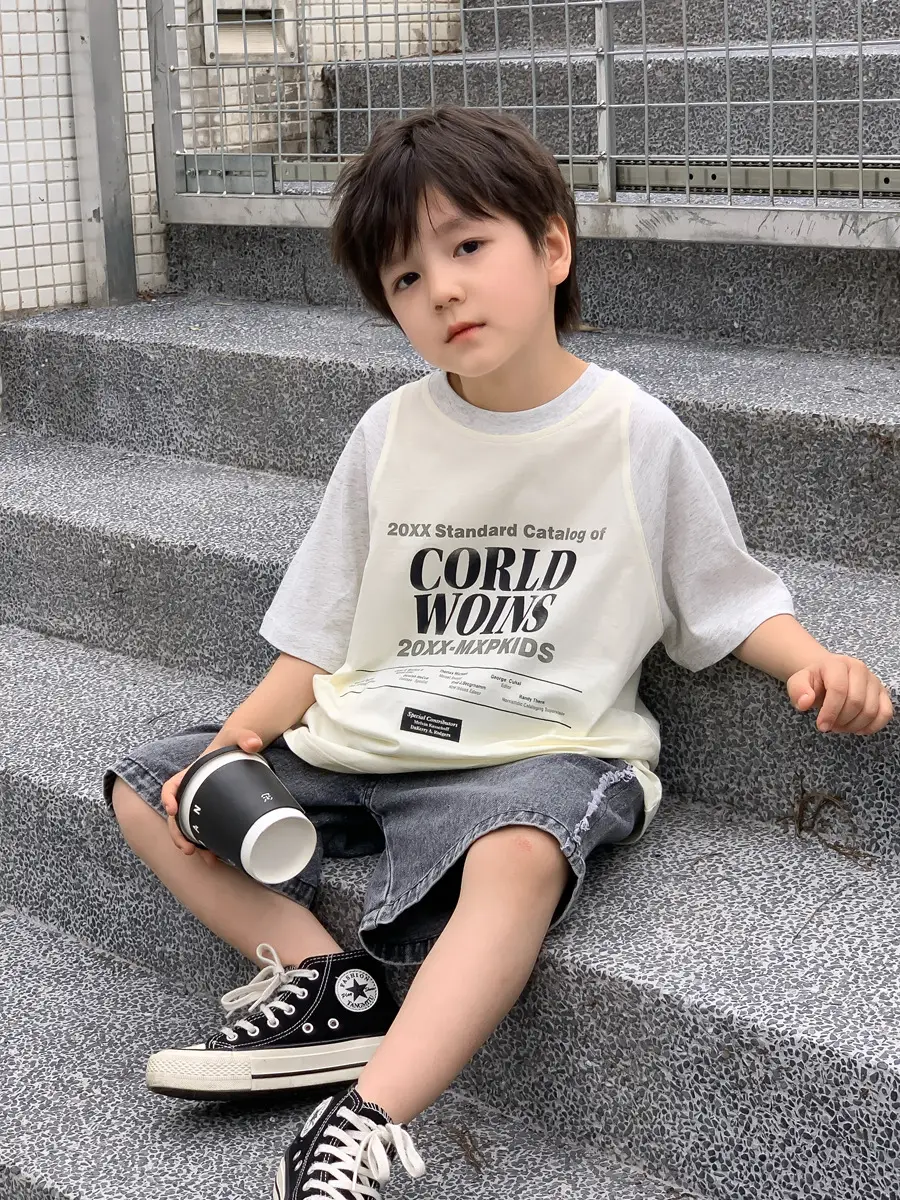 Kids White T-Shirt Shorts Set Summer 2025 - Image 3