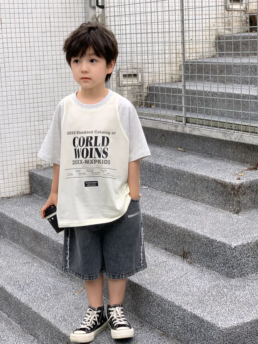 Kids White T-Shirt Shorts Set Summer 2025 - Image 5