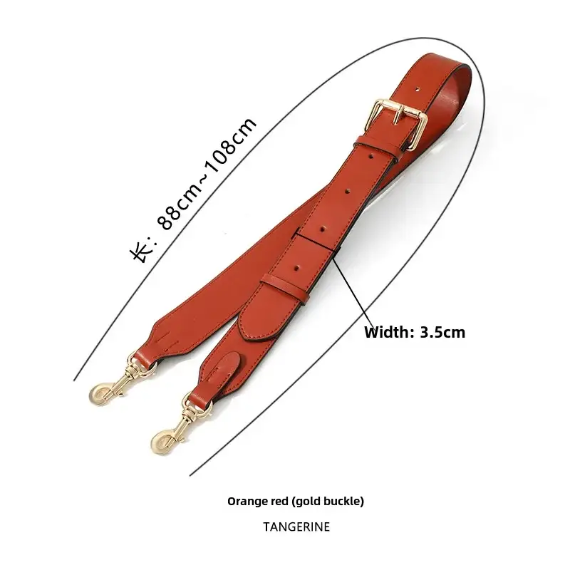 Adjustable Red Leather Shoulder Strap with Metal Clasp - Image 2