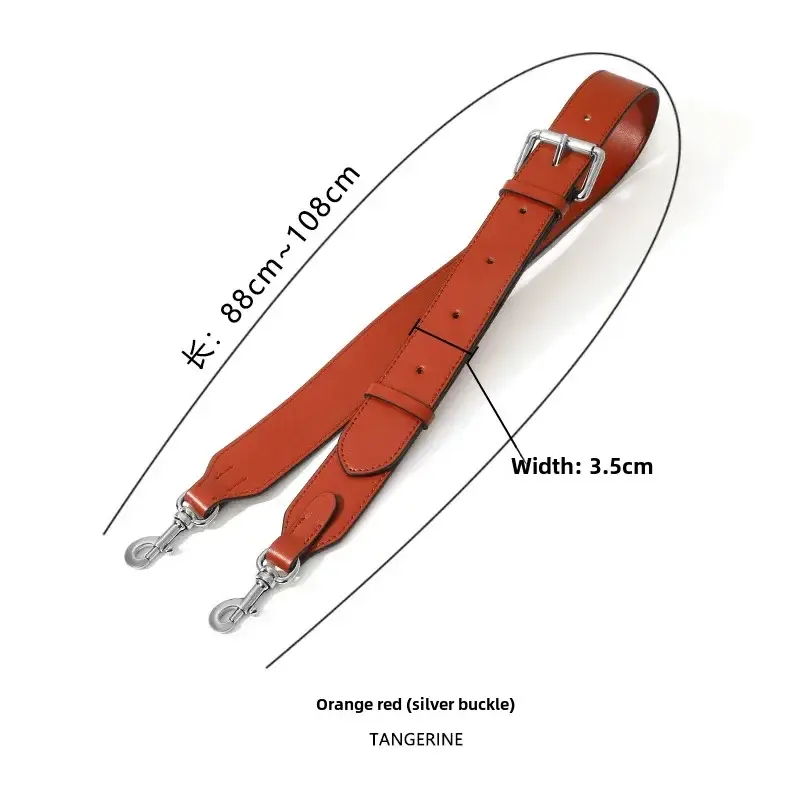 Adjustable Red Leather Shoulder Strap with Metal Clasp - Image 3