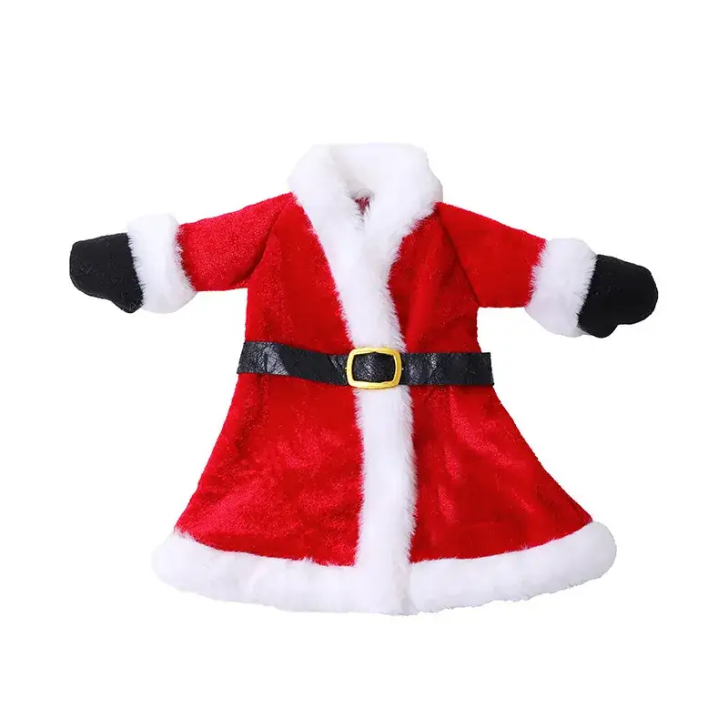 Christmas Wine Bottle Set with Red Skirt & Fur Trim - Image 7