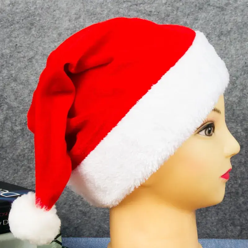 Red Velvet Christmas Hat for Adults - Image 2
