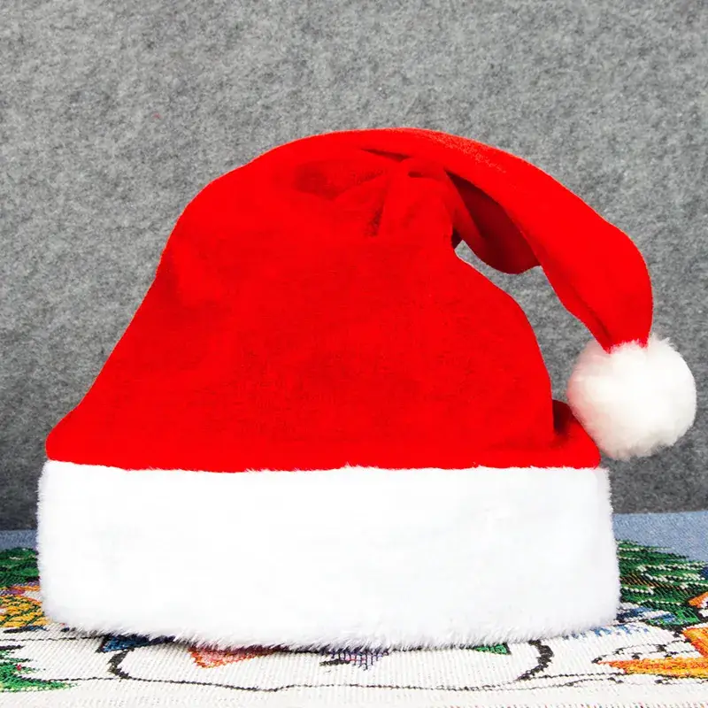 Red Velvet Christmas Hat for Adults - Image 3