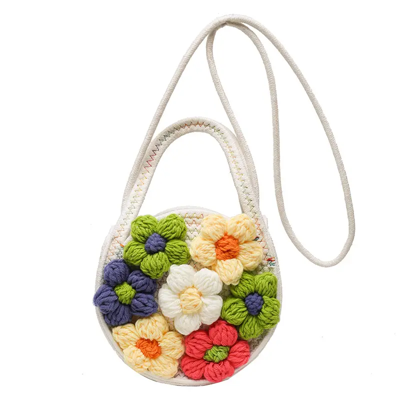 Women's Colorful Crochet Floral Handbag Blue 2026 - Image 6