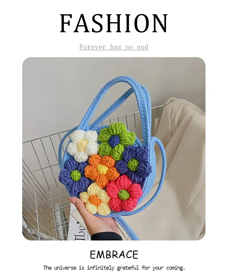 Women's Colorful Crochet Floral Handbag Blue 2026 — feature 10