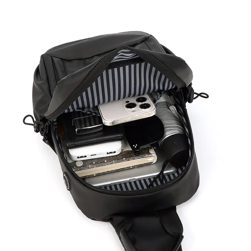 Men's Black Crossbody Backpack Large Capacity Foreign Trade - Image 7