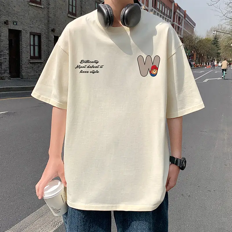 Men Bear Printed Cotton T-Shirt Summer 2024 - Image 4