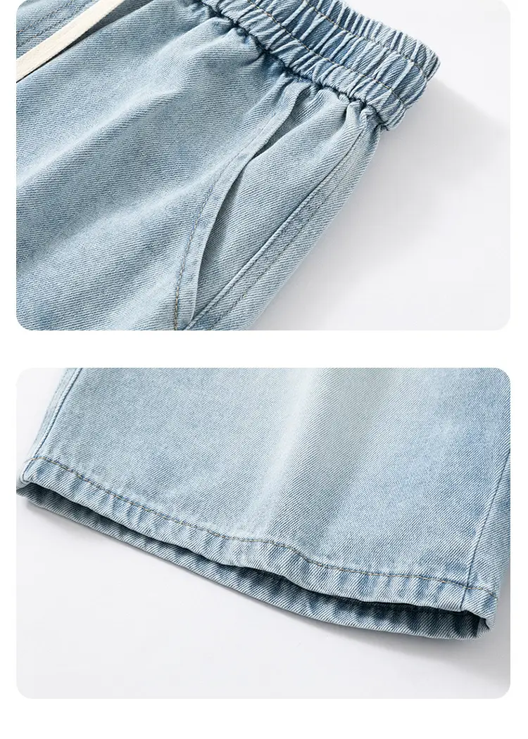 Men Light Blue Denim Shorts Mid-Length Casual Washed — feature 20