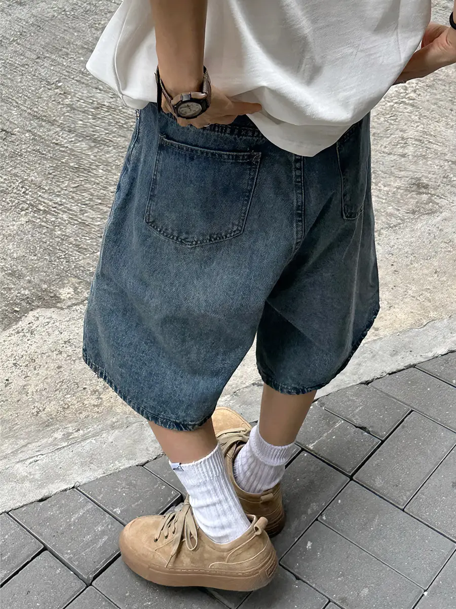 Denim Five Point Shorts Belted Summer Washed — feature 16