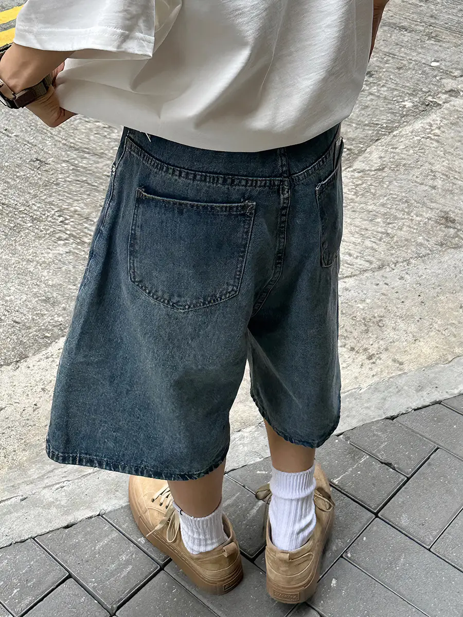 Denim Five Point Shorts Belted Summer Washed — feature 17
