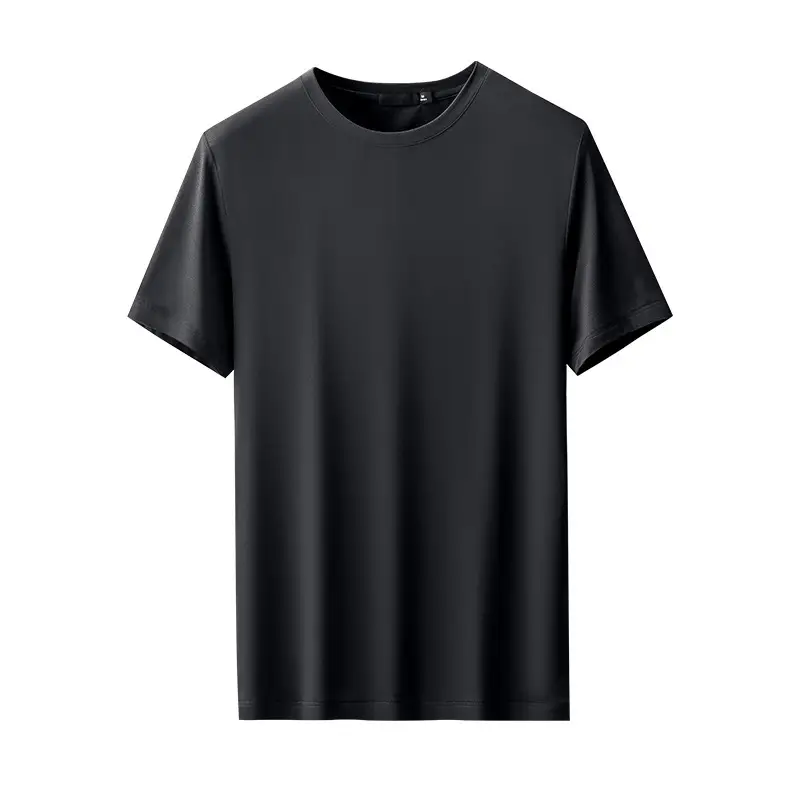 Men Grey Round Neck T-Shirt with Logo Print - Image 2