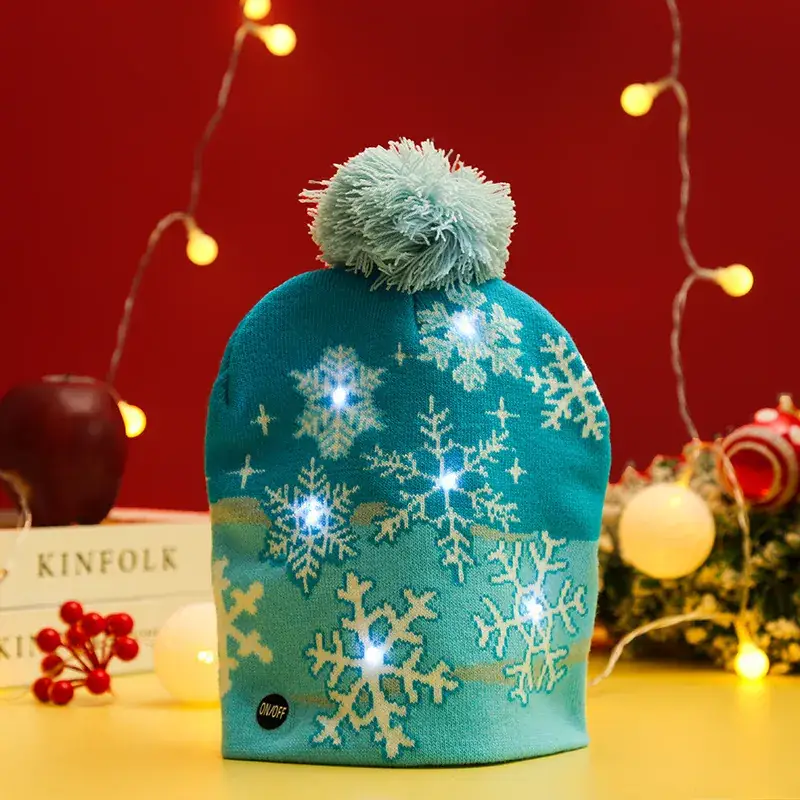 LED Christmas Knitted Hat with Santa Cartoon Design — feature 8