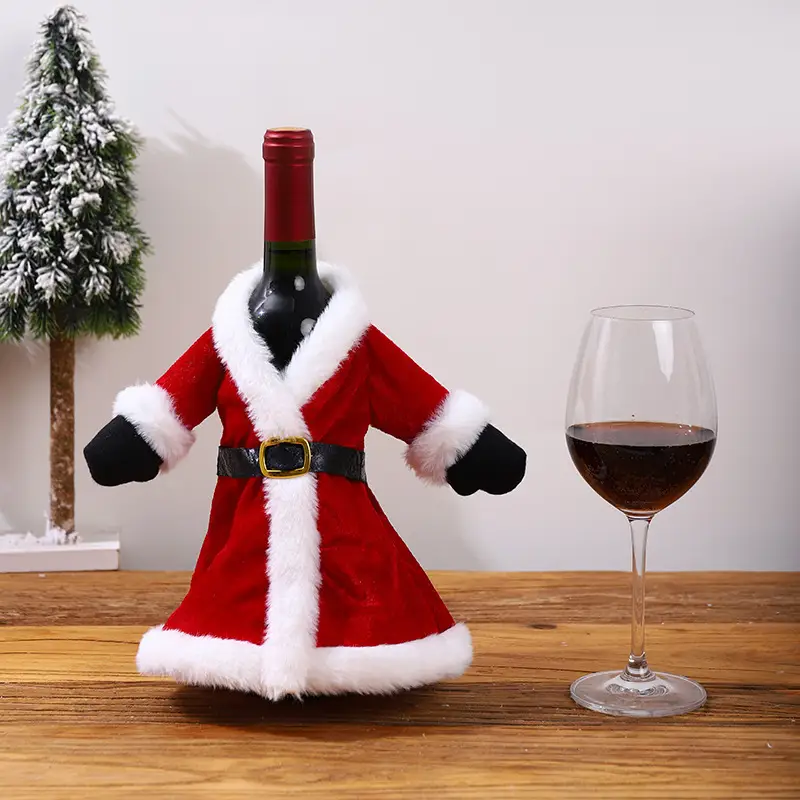 Christmas Wine Bottle Set with Santa Skirt & Dress — feature 7