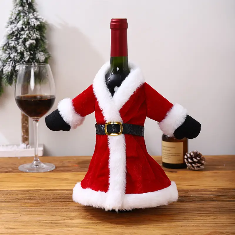 Christmas Wine Bottle Set with Santa Skirt & Dress — feature 9