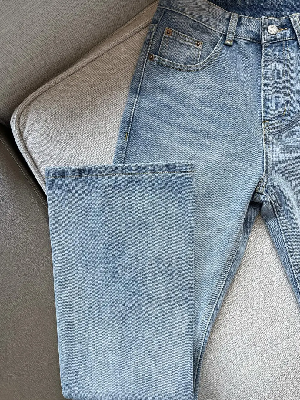 Men Light Blue Flared Denim Jeans 2026 — feature 9
