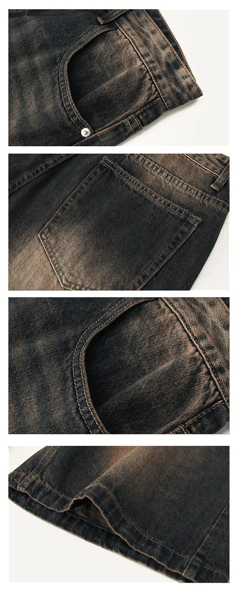 Men Denim Shorts Blue Distressed 5 Point Loose — feature 27