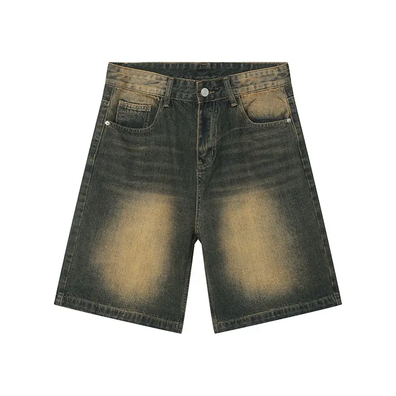 Men Denim Shorts Blue Distressed 5 Point Loose - Image 2