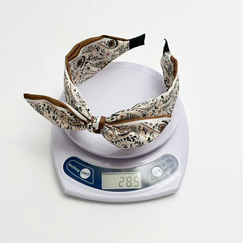 2024 Cashew Flower Satin Hair Band with Knot Rabbit Ear Design - Image 6
