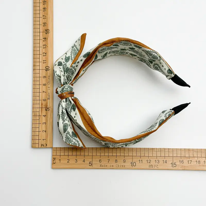 2024 Cashew Flower Satin Hair Band with Knot Rabbit Ear Design - Image 7