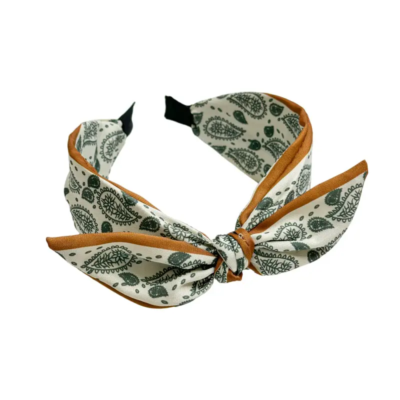 2024 Cashew Flower Satin Hair Band with Knot Rabbit Ear Design - Image 8