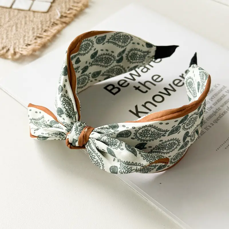 2024 Cashew Flower Satin Hair Band with Knot Rabbit Ear Design — feature 15