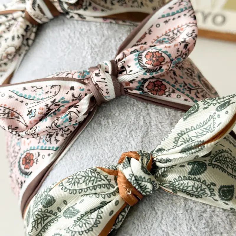 2024 Cashew Flower Satin Hair Band with Knot Rabbit Ear Design — feature 6
