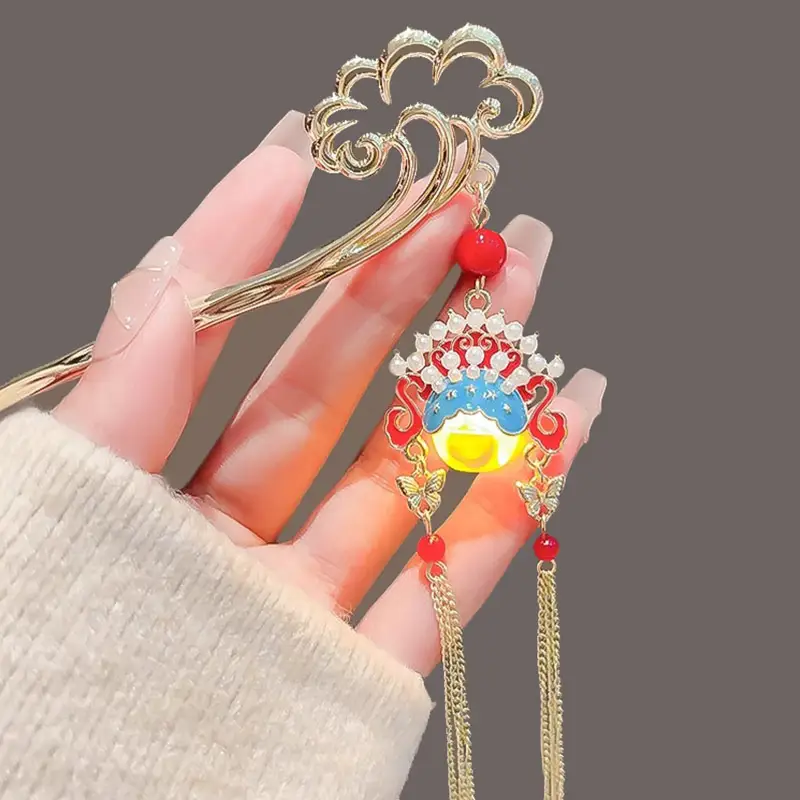 Beijing Opera Face Hairpin Women Antique Hanfu Headwear
