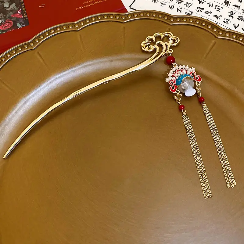 Beijing Opera Face Hairpin Women Antique Hanfu Headwear