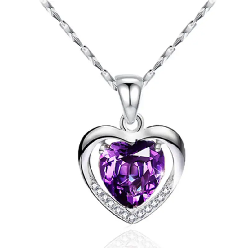 Navy Heart Necklace Women Korean Style Light Luxury Niche Heart Pendant Simple Elegant Collarbone Chain suit Wholesale - Image 6