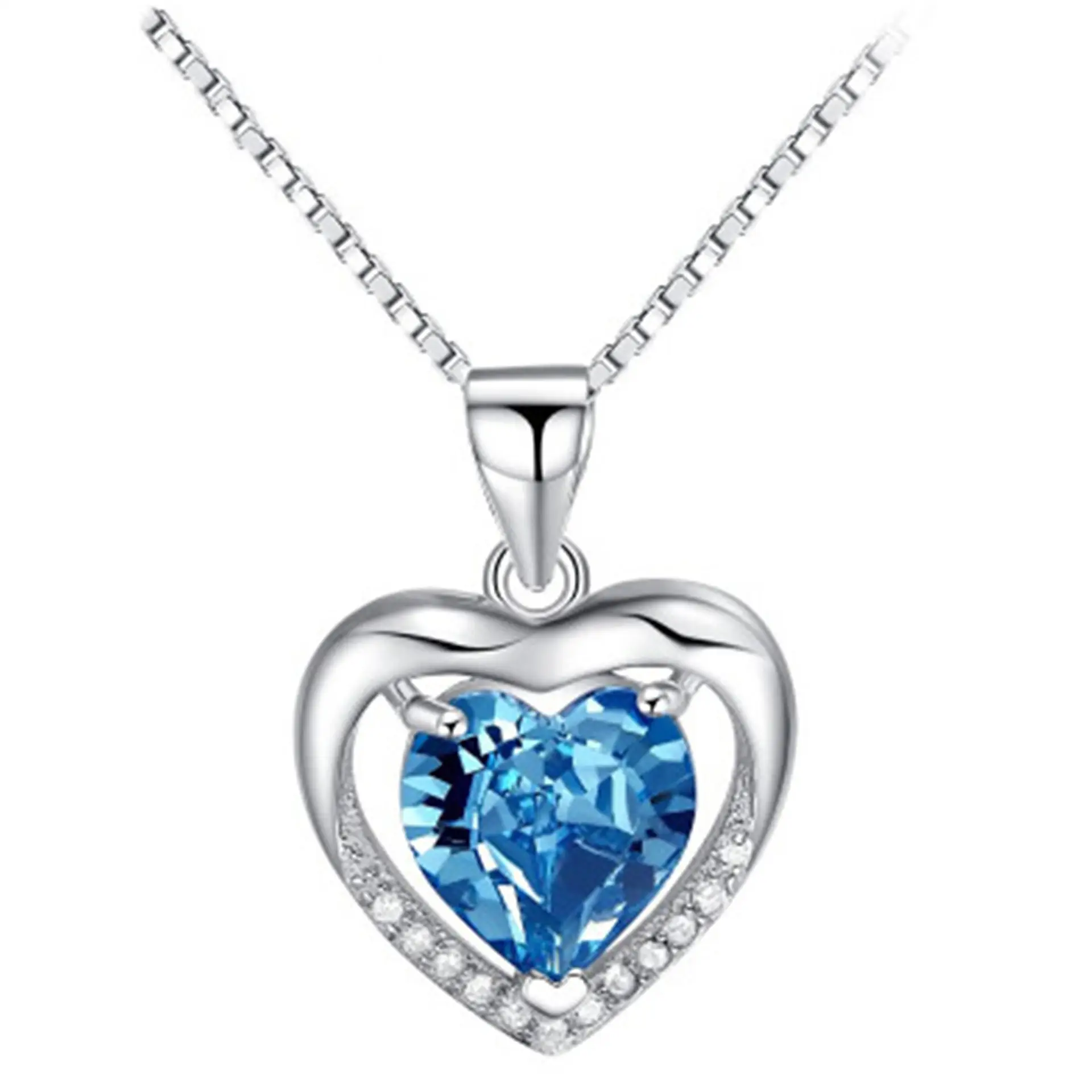 Navy Heart Necklace Women Korean Style Light Luxury Niche Heart Pendant Simple Elegant Collarbone Chain suit Wholesale - Image 8