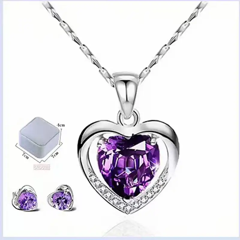 Navy Heart Necklace Women Korean Style Light Luxury Niche Heart Pendant Simple Elegant Collarbone Chain suit Wholesale - Image 3