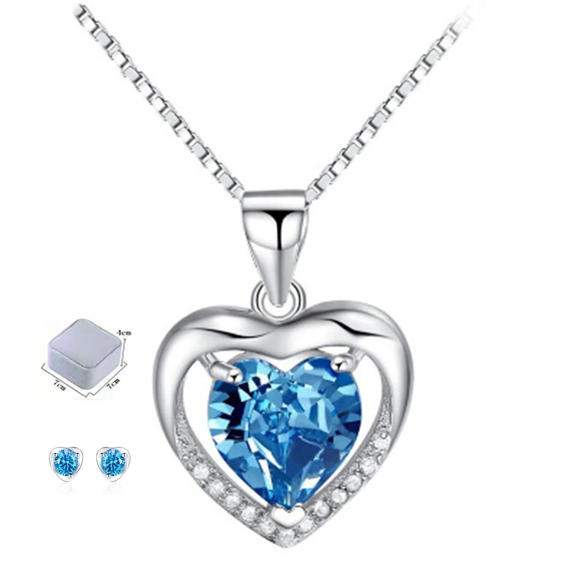 Navy Heart Necklace Women Korean Style Light Luxury Niche Heart Pendant Simple Elegant Collarbone Chain suit Wholesale - Image 2