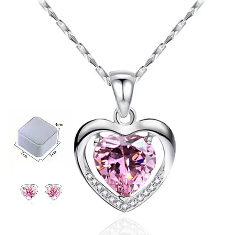 Navy Heart Necklace Women Korean Style Light Luxury Niche Heart Pendant Simple Elegant Collarbone Chain suit Wholesale - Image 4