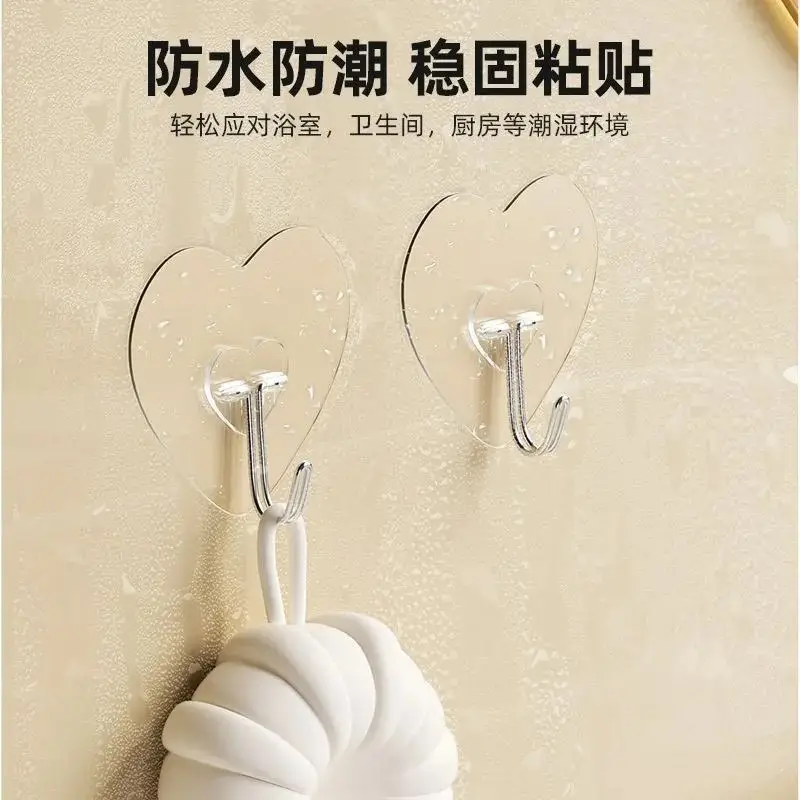 Heart-Shaped Transparent Love Hook for Kitchen Bathroom