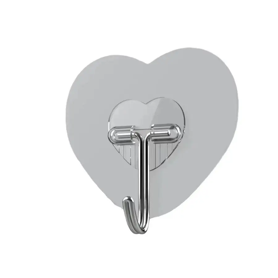 Heart-Shaped Transparent Love Hook for Kitchen Bathroom