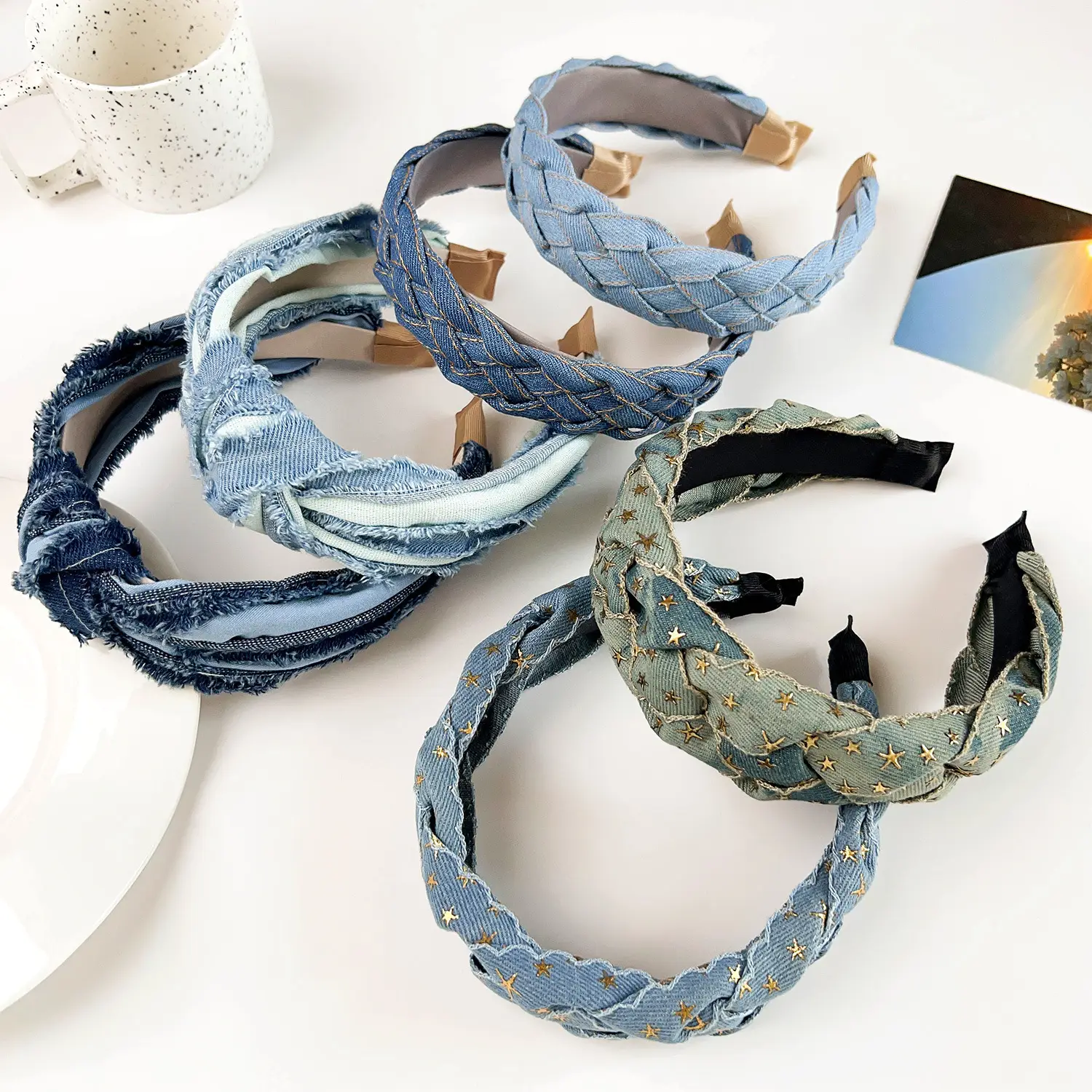 Retro Denim Woven Hair Band 49g173oz High Cranial Top