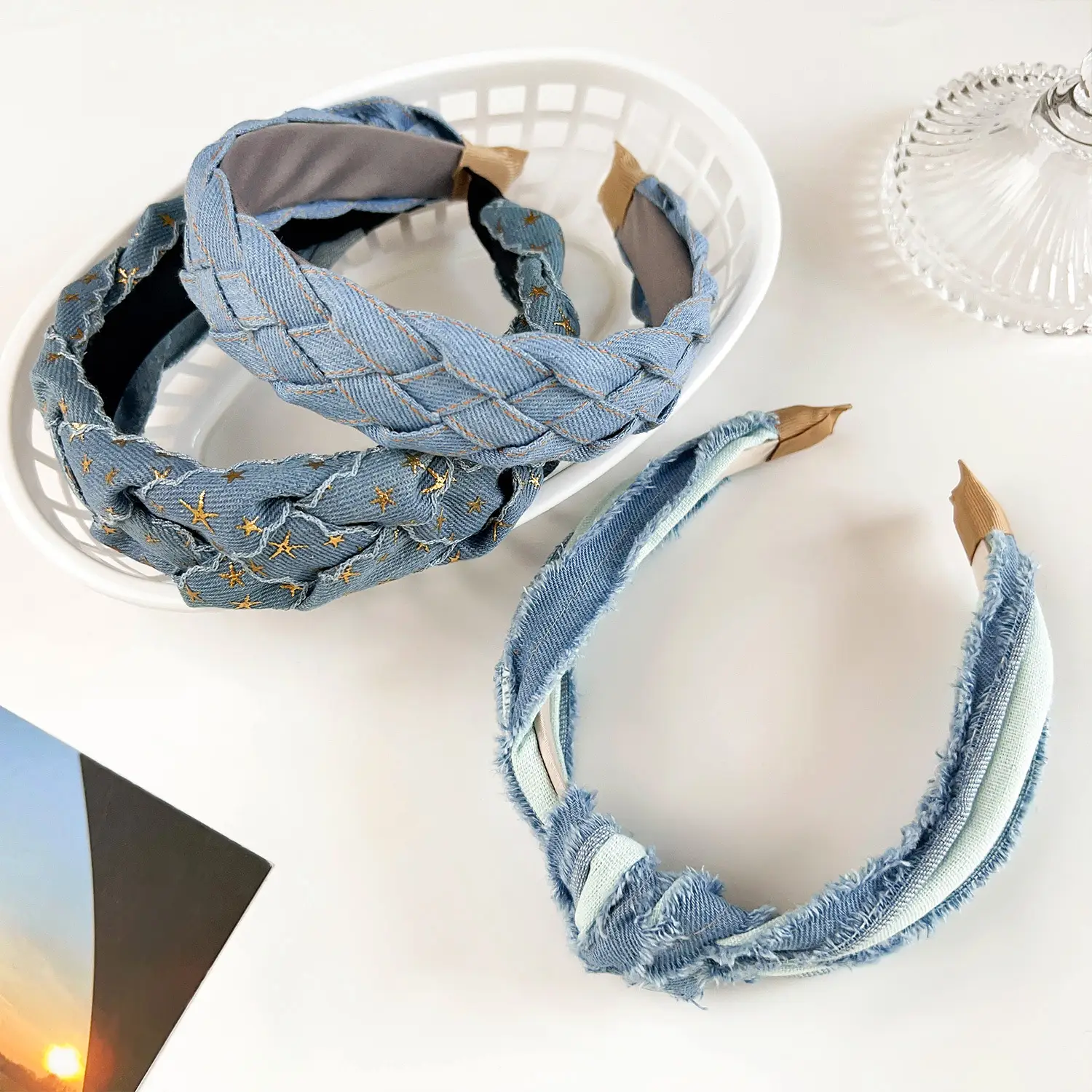 Retro Denim Woven Hair Band 49g173oz High Cranial Top — feature 5