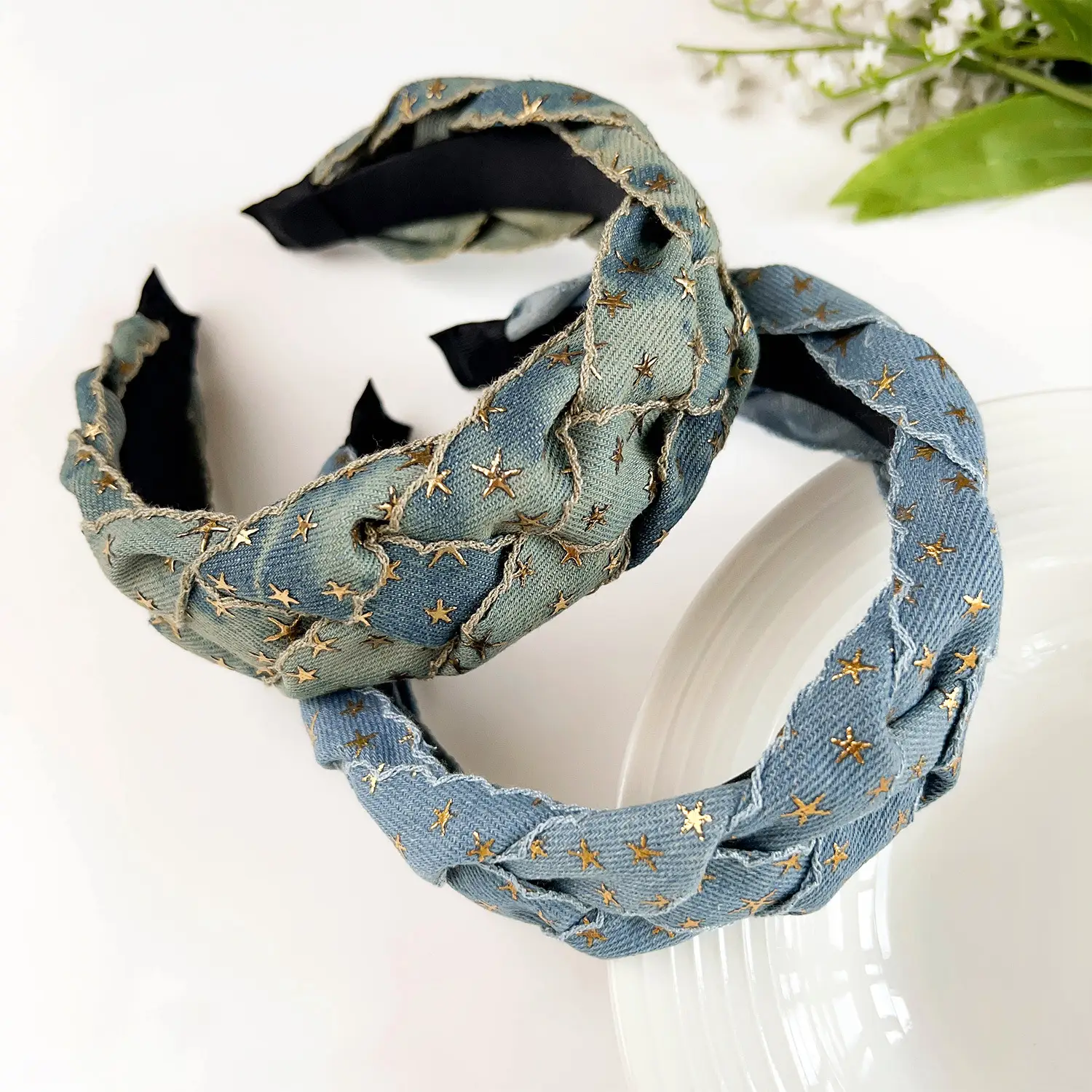 Retro Denim Woven Hair Band 49g173oz High Cranial Top — feature 6