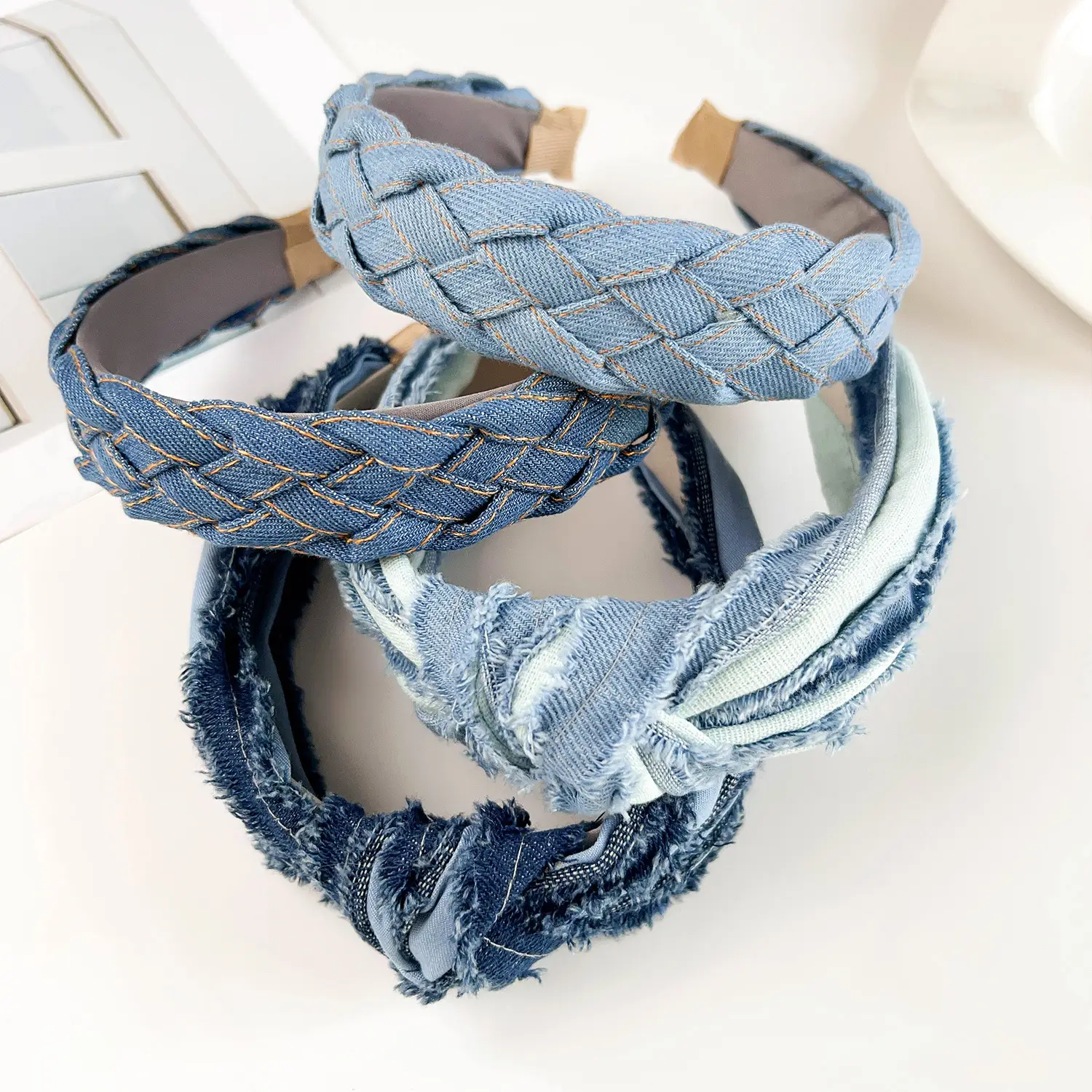 Retro Denim Woven Hair Band 49g173oz High Cranial Top — feature 7