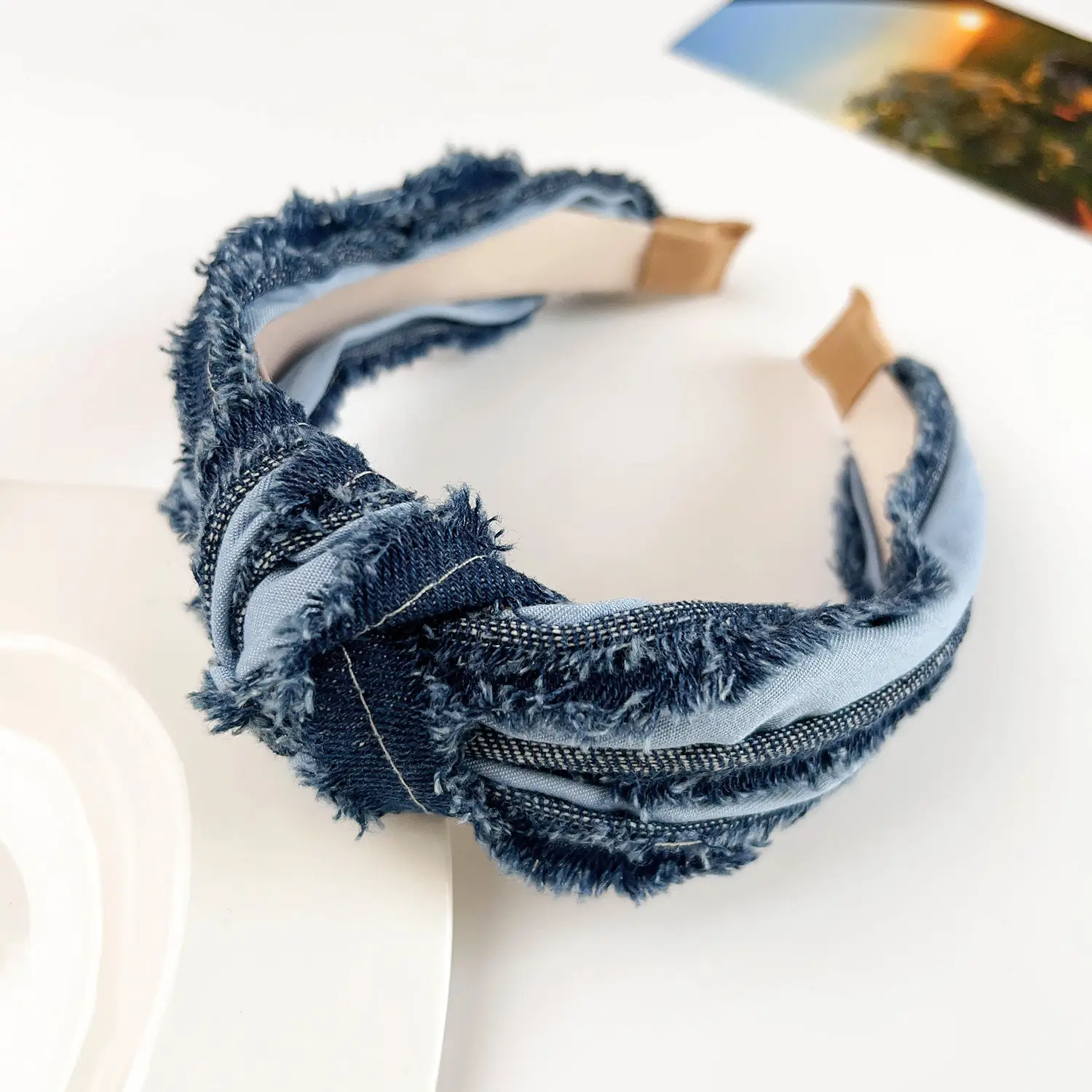 Retro Denim Woven Hair Band 49g173oz High Cranial Top