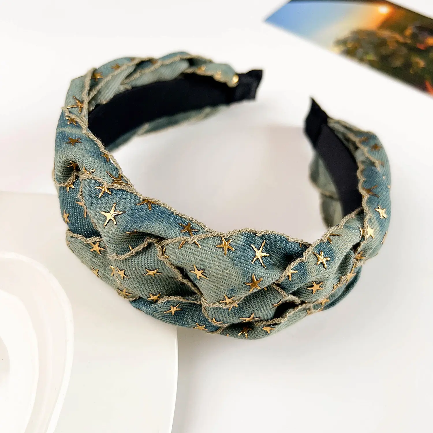 Retro Denim Woven Hair Band 49g173oz High Cranial Top