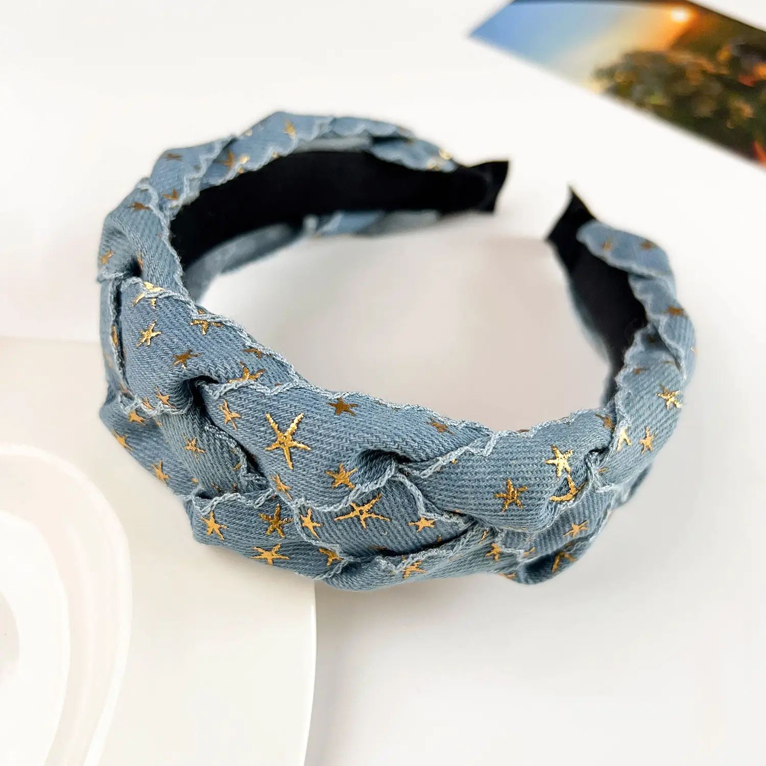 Retro Denim Woven Hair Band 49g173oz High Cranial Top