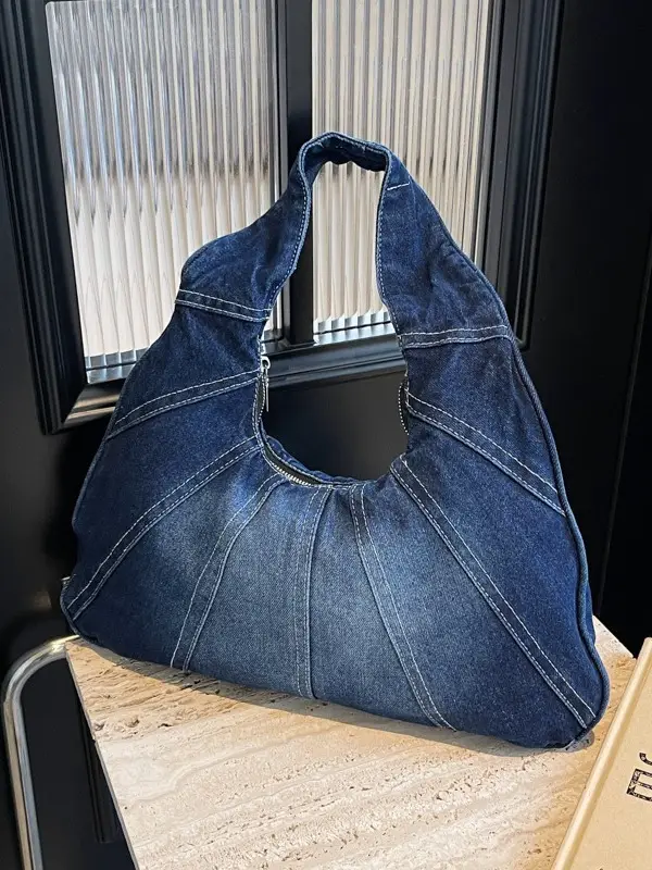 Retro Denim Patchwork Shoulder Bag Women 2026 - Image 6