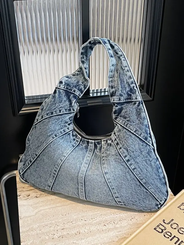 Retro Denim Patchwork Shoulder Bag Women 2026 - Image 7
