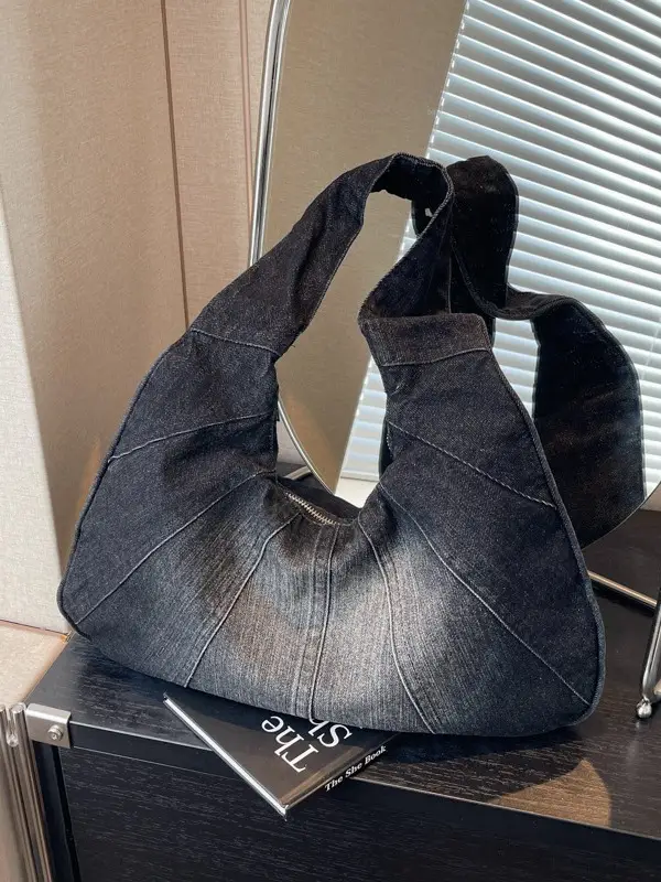 Retro Denim Patchwork Shoulder Bag Women 2026 - Image 8