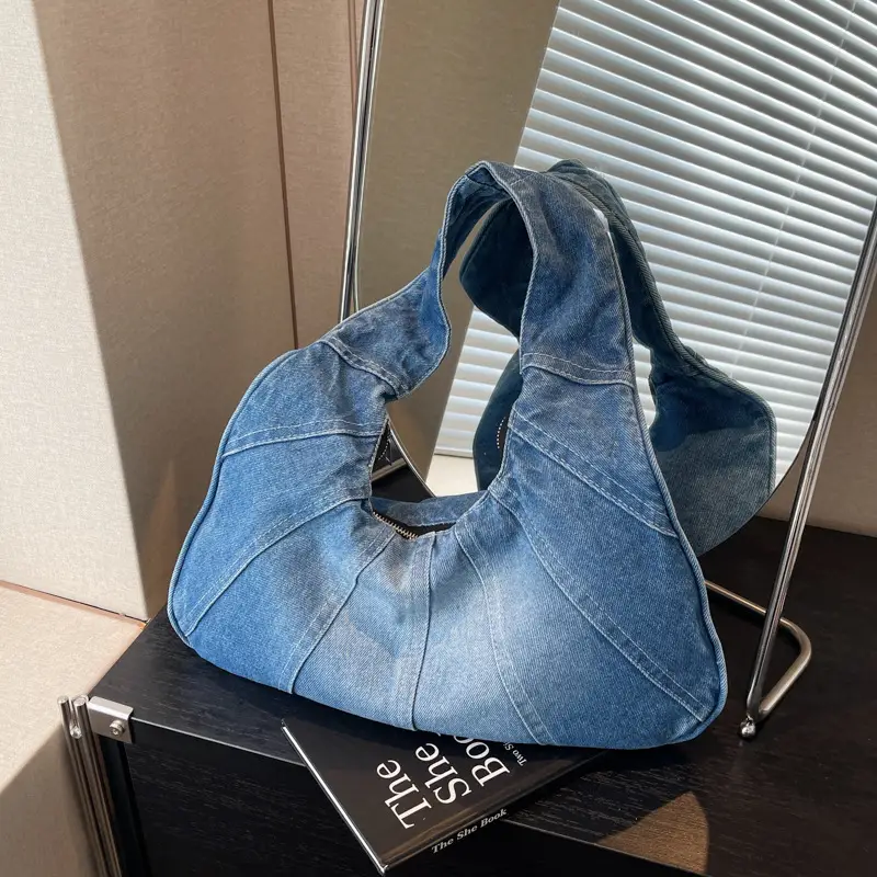 Retro Denim Patchwork Shoulder Bag Women 2026 - Image 2