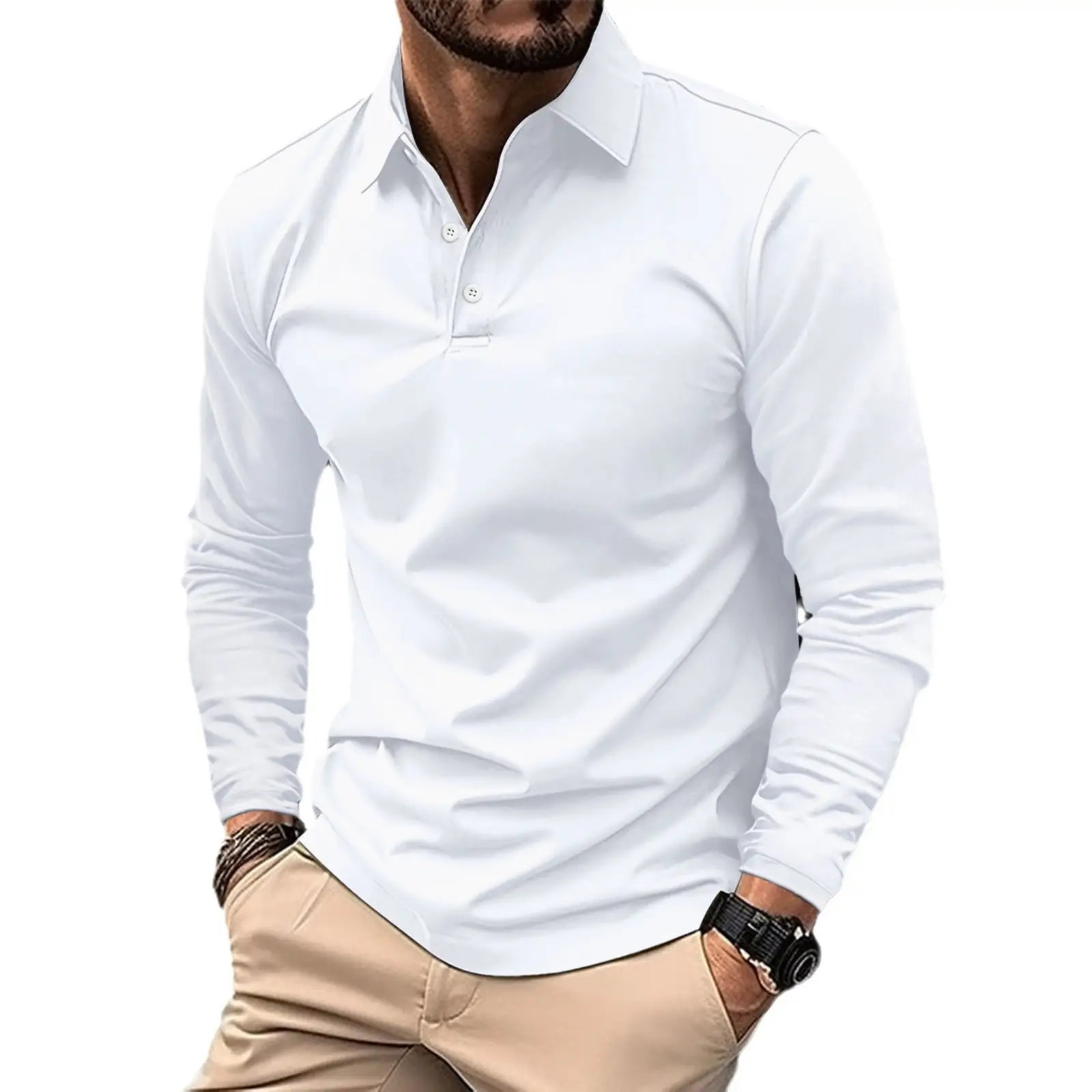 Men's Black Long Sleeve Polo Shirt 2026 Spring Autumn - Image 13