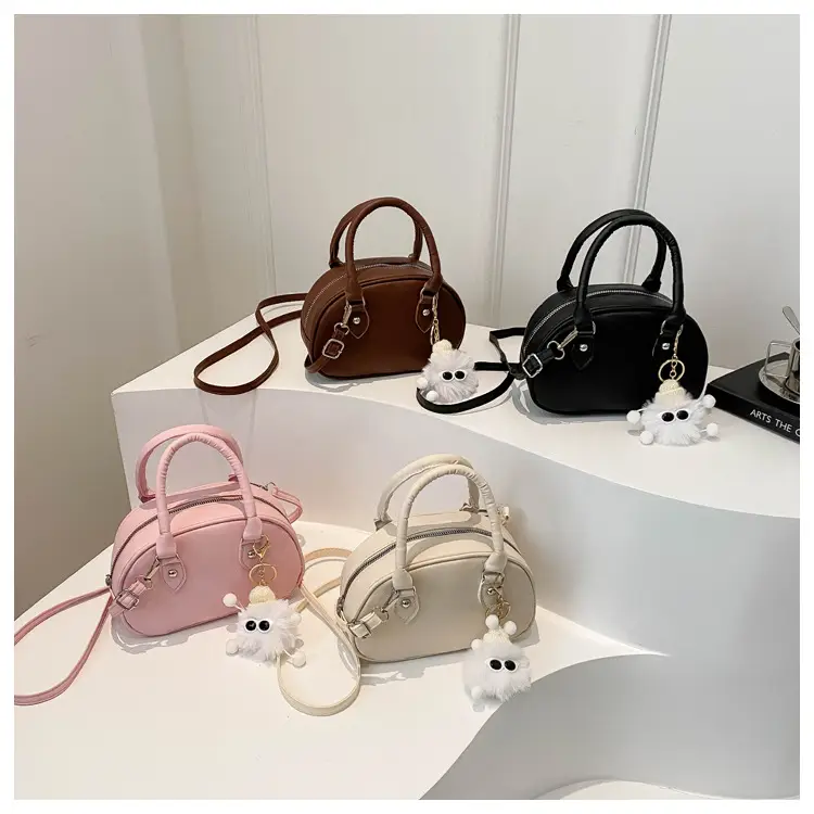 Cute White Pom Pom Shoulder Bag for Women