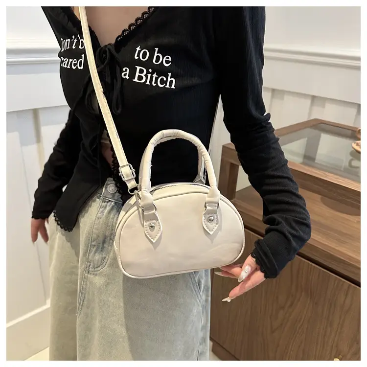 Cute White Pom Pom Shoulder Bag for Women — feature 12